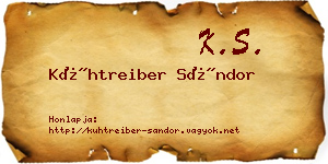 Kühtreiber Sándor névjegykártya